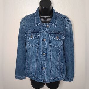 Juicy Couture Women's Small Blue Jean Denim Trucker Jacket Studs Crop Stretch